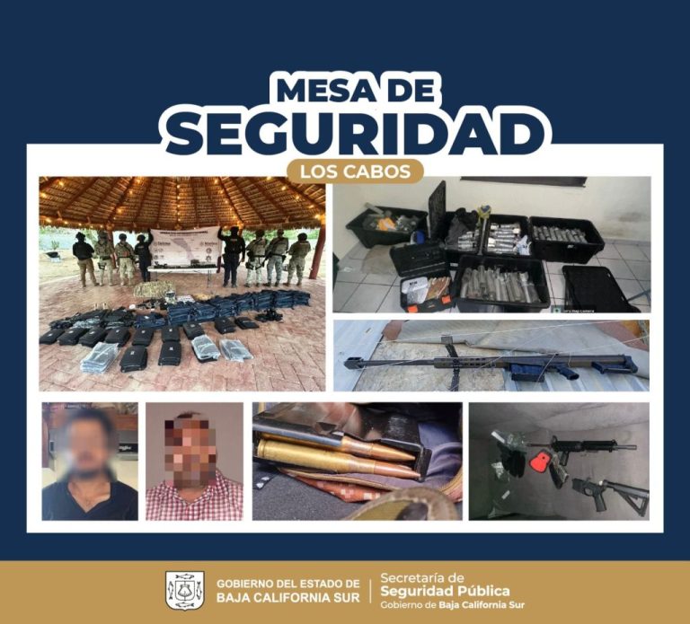 ASEGURA MESA ESTATAL DE SEGURIDAD EXPLOSIVOS, ARMAS, VEHÍCULOS, EQUIPO TÁCTICO Y GENERADORES DE VIOLENCIA EN LOS CABOS