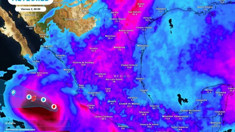 Temporal Lluvioso se intensifica hoy jueves en México con tormentas torrenciales por frente frío 1 y huracán Rachel